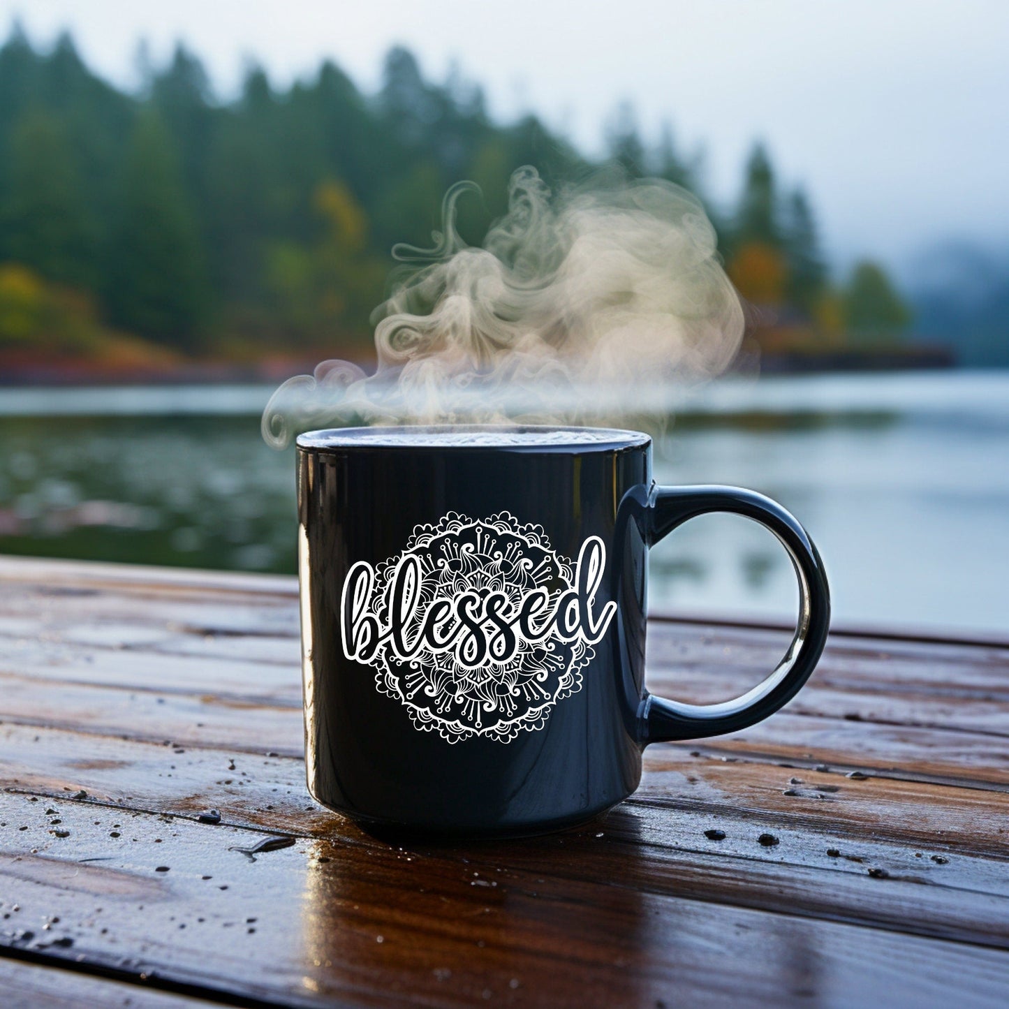 Blessed Mandala - Bible Verse Faith Coffee Mug - Christian Religious Gift for Him - Dad Mug with Affirmations - Supportive Baptism Gift - Raiden Gate Design
