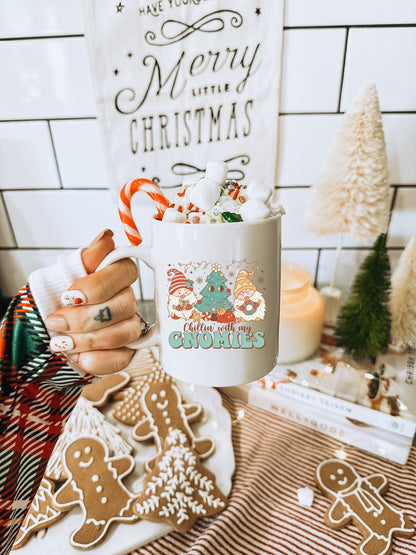 Chilling with Gnomies | Vintage Christmas Coffee Mug | Funny Gnome Christmas Mug | Cute Christmas Season Mug for Kids - Raiden Gate Design