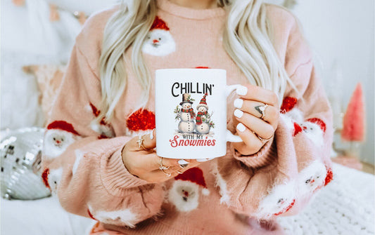 Chilling with Snowmies | Vintage Christmas Coffee Mug | Funny Gnome Christmas Mug | Cute Christmas Season Mug for Kids - Raiden Gate Design