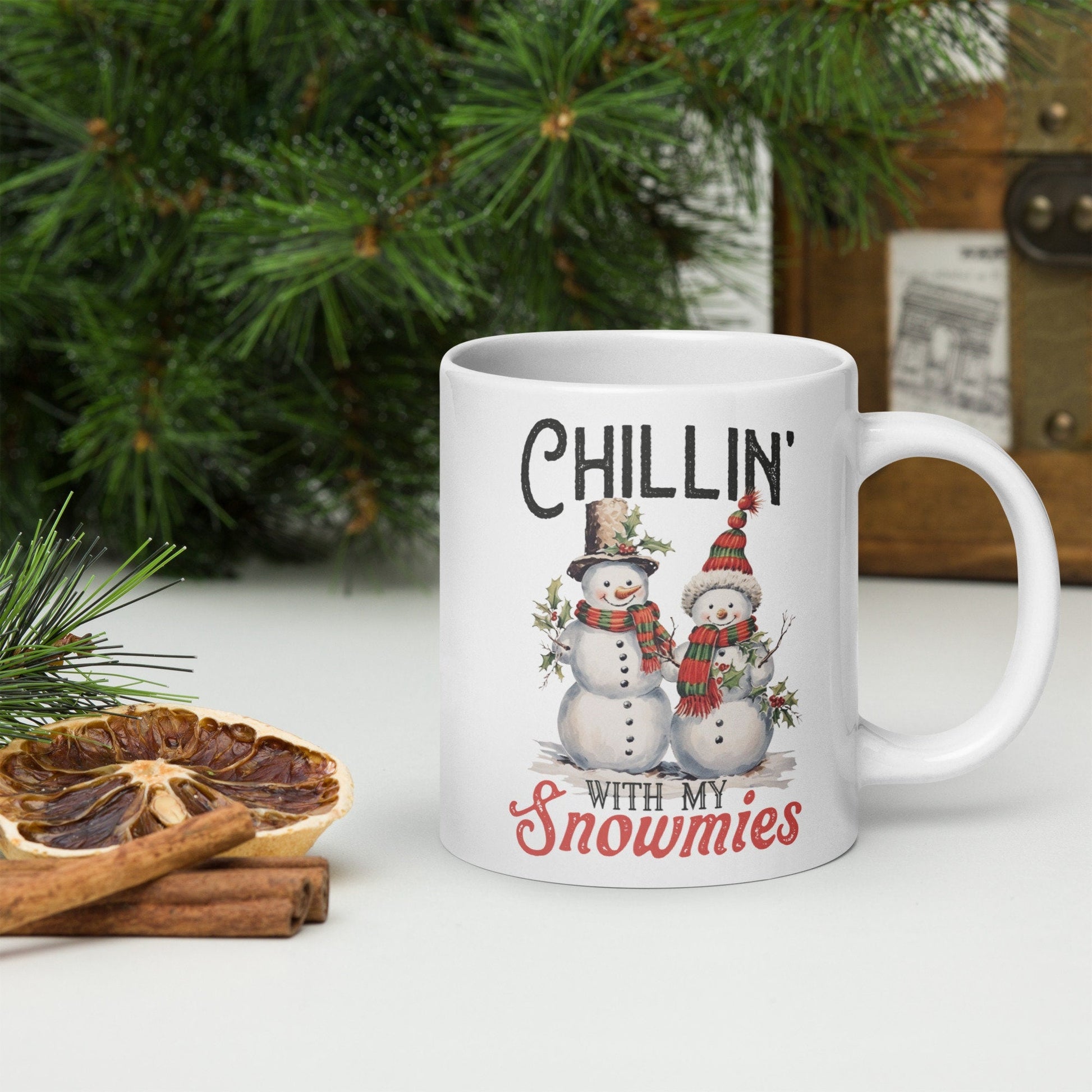 Chilling with Snowmies | Vintage Christmas Coffee Mug | Funny Gnome Christmas Mug | Cute Christmas Season Mug for Kids - Raiden Gate Design