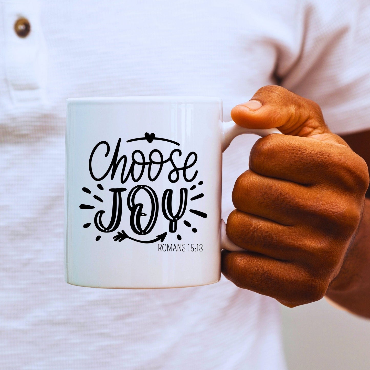 Choose Joy Mug - Bible Verse Faith Coffee Mug - Christian Religious Gift for Him - Dad Mug with Affirmations - Supportive Baptism Gift - Raiden Gate Design