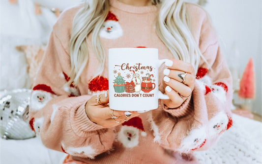 Christmas Calories Don't Count | Vintage Christmas Coffee Mug | Funny Gnome Christmas Mug | Cute Christmas Season Mug for Kids - Raiden Gate Design