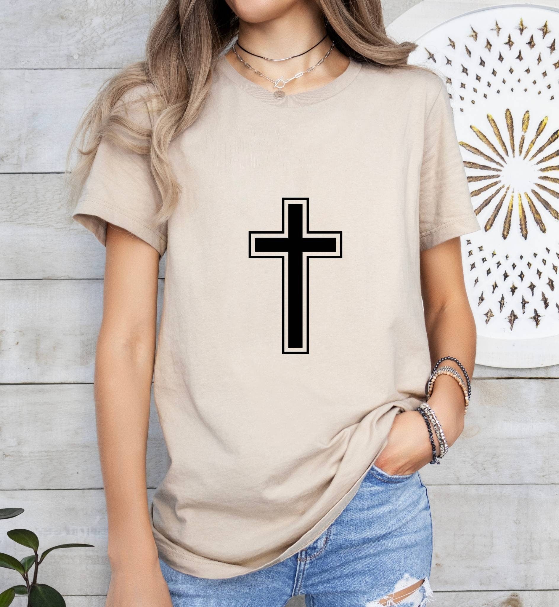 Cross Catholic Boho Church Shirt with Inspirational Bible Verse - Jesus Faith Religious - Raiden Gate Design