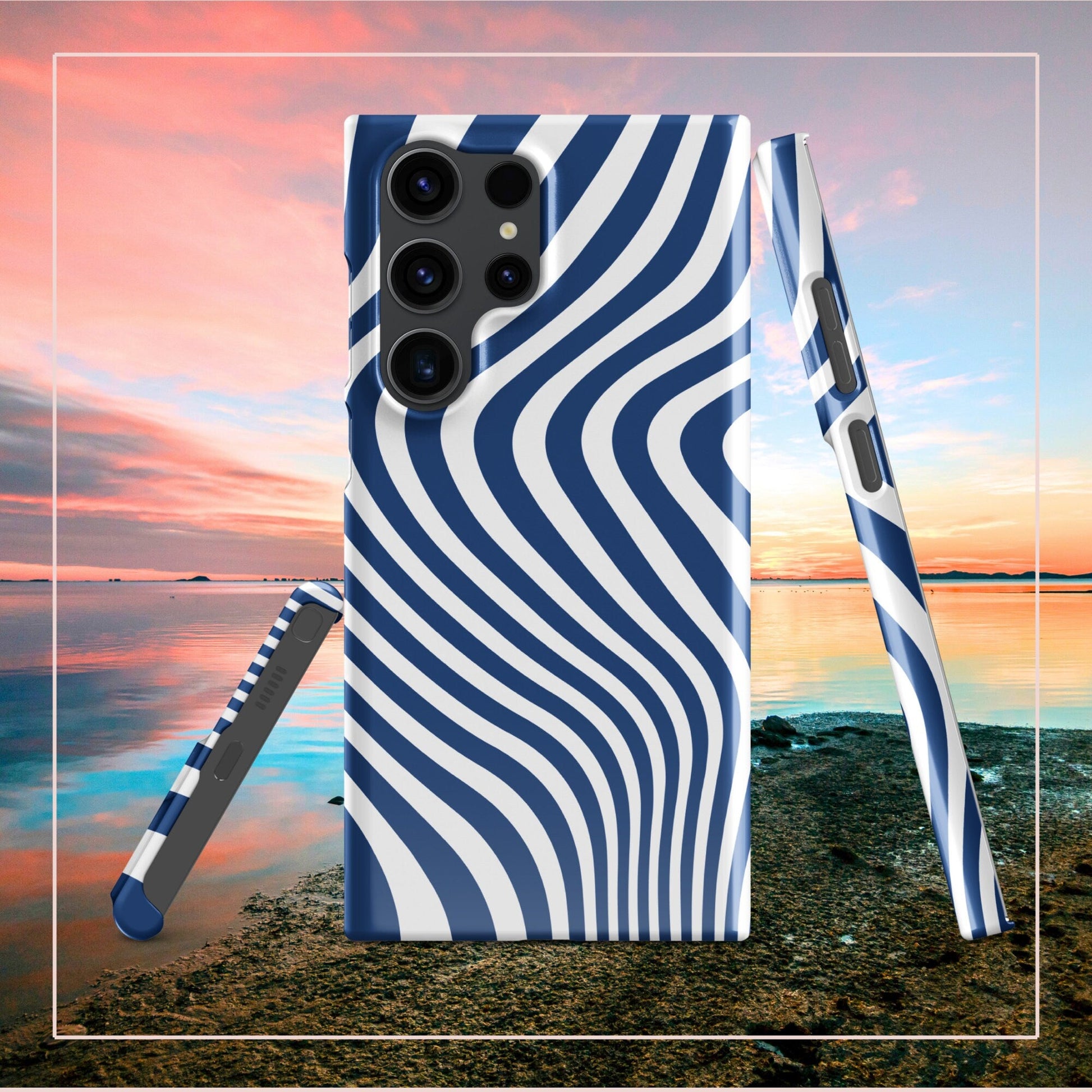 Curvy White Lines Samsung Galaxy S24 Ultra Case - Elegant Geometric Design - Raiden Gate Design