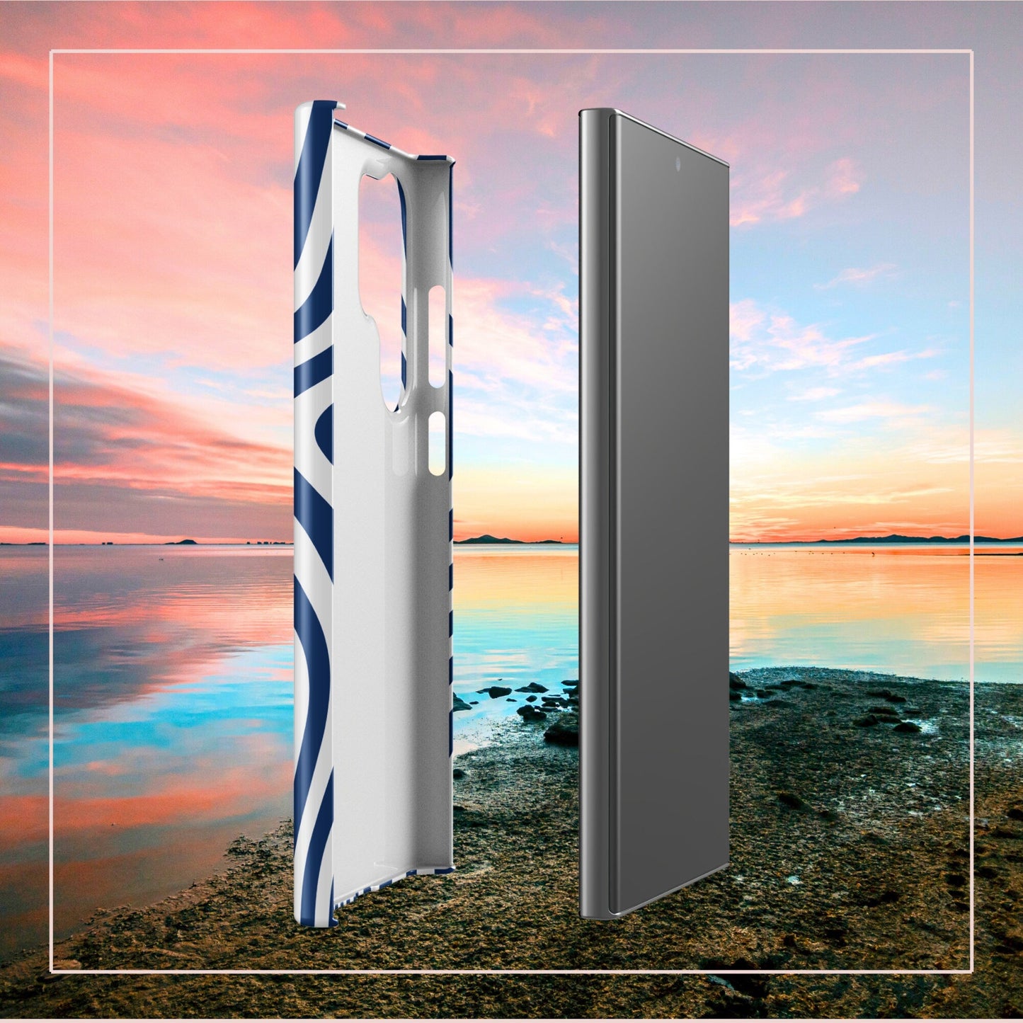 Curvy White Lines Samsung Galaxy S24 Ultra Case - Elegant Geometric Design - Raiden Gate Design