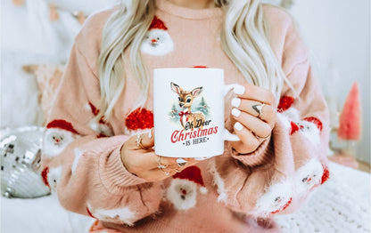 Deer Christmas | Vintage Christmas Coffee Mug | Funny Gnome Christmas Mug | Cute Christmas Season Mug for Kids - Raiden Gate Design