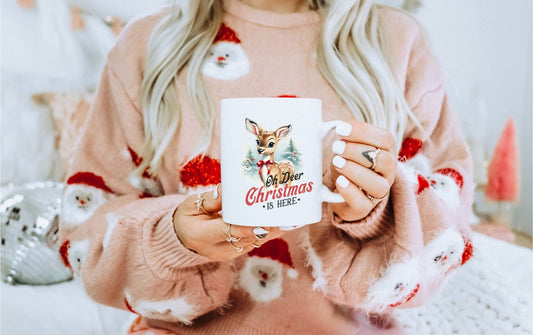 Deer Christmas | Vintage Christmas Coffee Mug | Funny Gnome Christmas Mug | Cute Christmas Season Mug for Kids - Raiden Gate Design