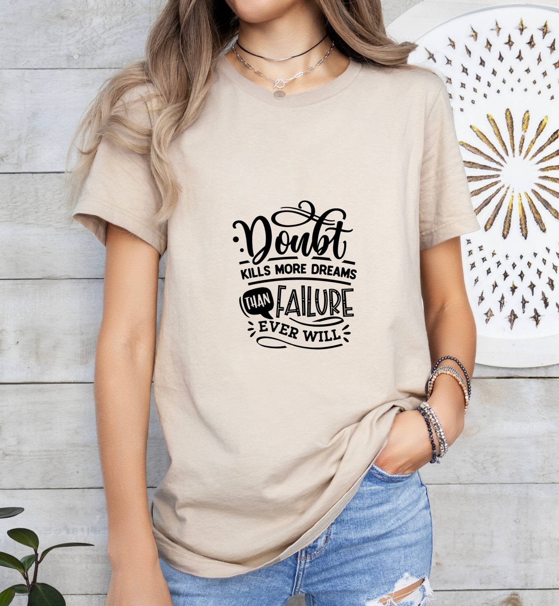 Doubt Kills More Dreams Catholic Boho Church Shirt with Inspirational Bible Verse - Jesus Faith Religious - Raiden Gate Design