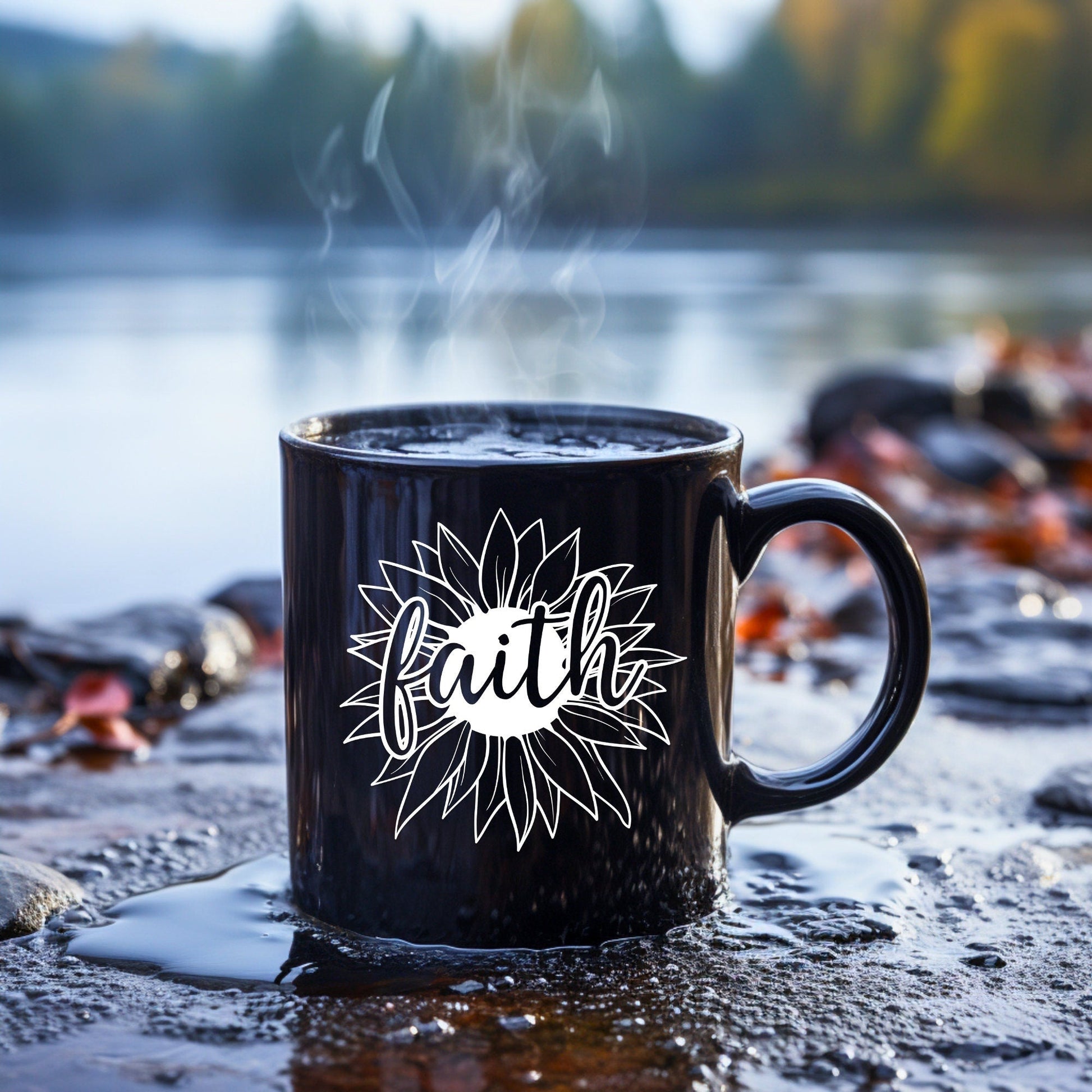 Faith Daisy Head - Bible Verse Faith Coffee Mug - Christian Religious Gift for Him - Dad Mug with Affirmations - Supportive Baptism Gift - Raiden Gate Design