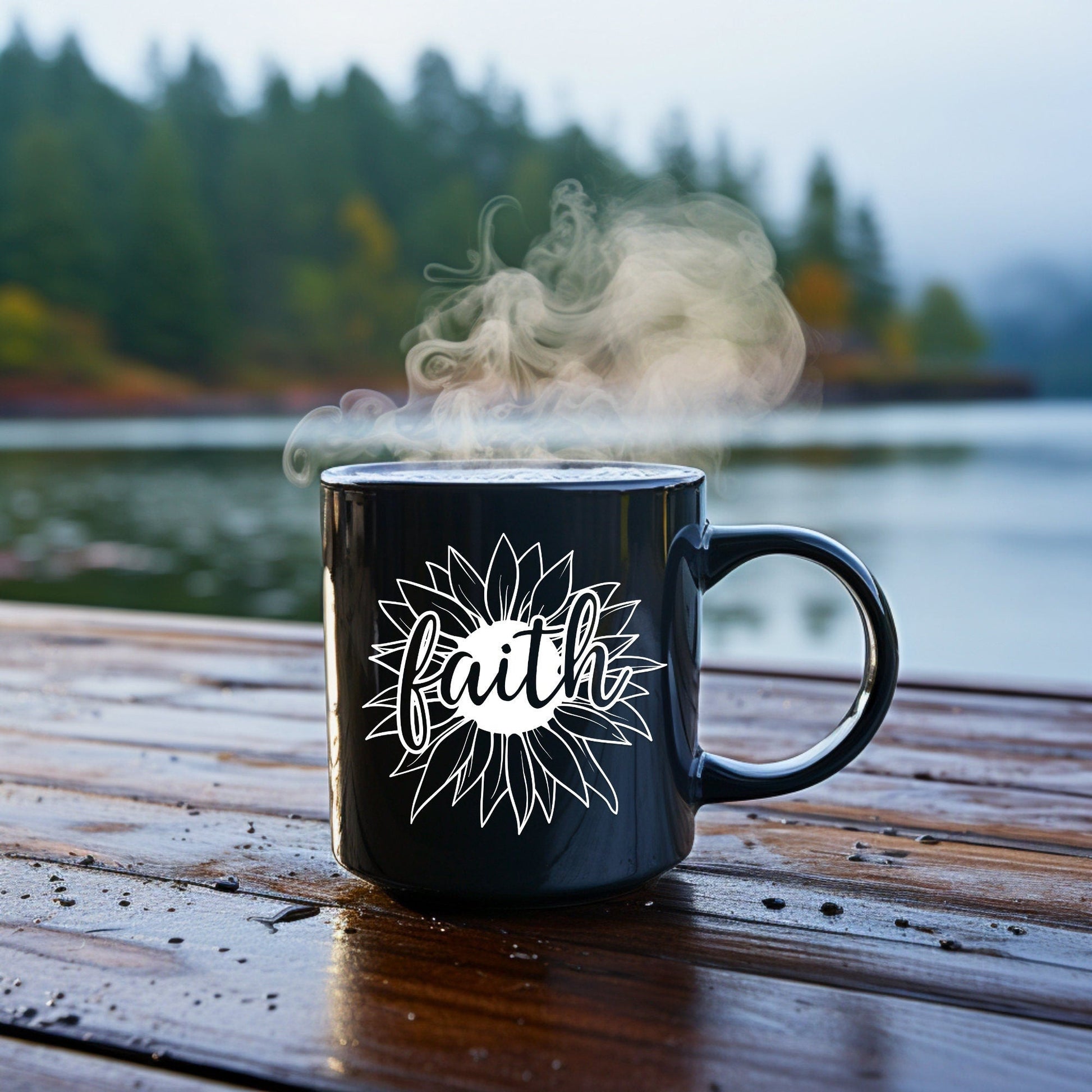 Faith Daisy Head - Bible Verse Faith Coffee Mug - Christian Religious Gift for Him - Dad Mug with Affirmations - Supportive Baptism Gift - Raiden Gate Design