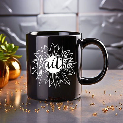 Faith Daisy Head - Bible Verse Faith Coffee Mug - Christian Religious Gift for Him - Dad Mug with Affirmations - Supportive Baptism Gift - Raiden Gate Design