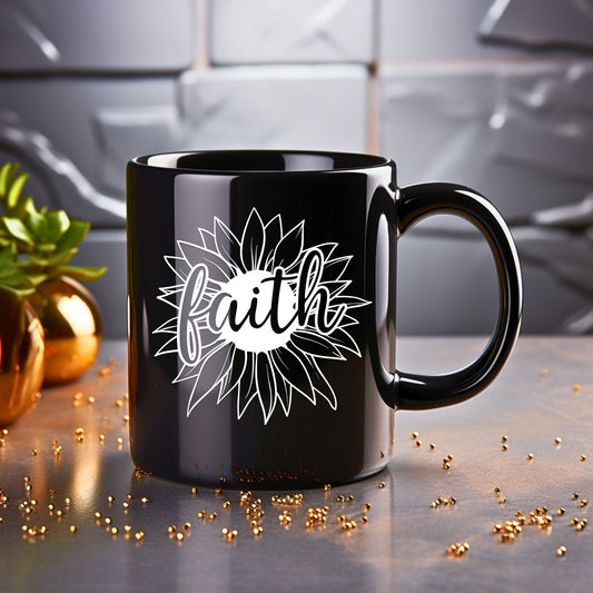 Faith Daisy Head - Bible Verse Faith Coffee Mug - Christian Religious Gift for Him - Dad Mug with Affirmations - Supportive Baptism Gift - Raiden Gate Design