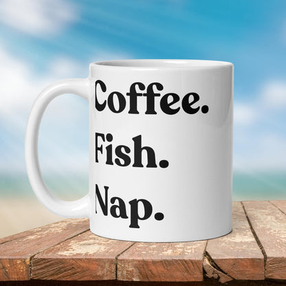 Fishing Mug: “Coffee. Fish. Nap.” | Angler Mug | Fishing Coffee Mug | Dad Gift - Raiden Gate Design