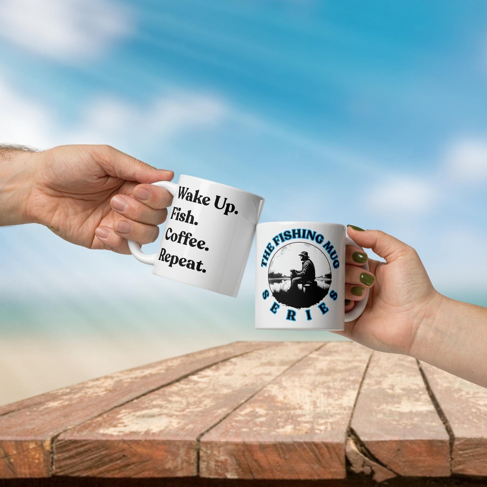 Fishing Mug: “Wake Up. Fish. Coffee. Repeat.” | Angler Mug | Fishing Coffee Mug | Dad Gift - Raiden Gate Design