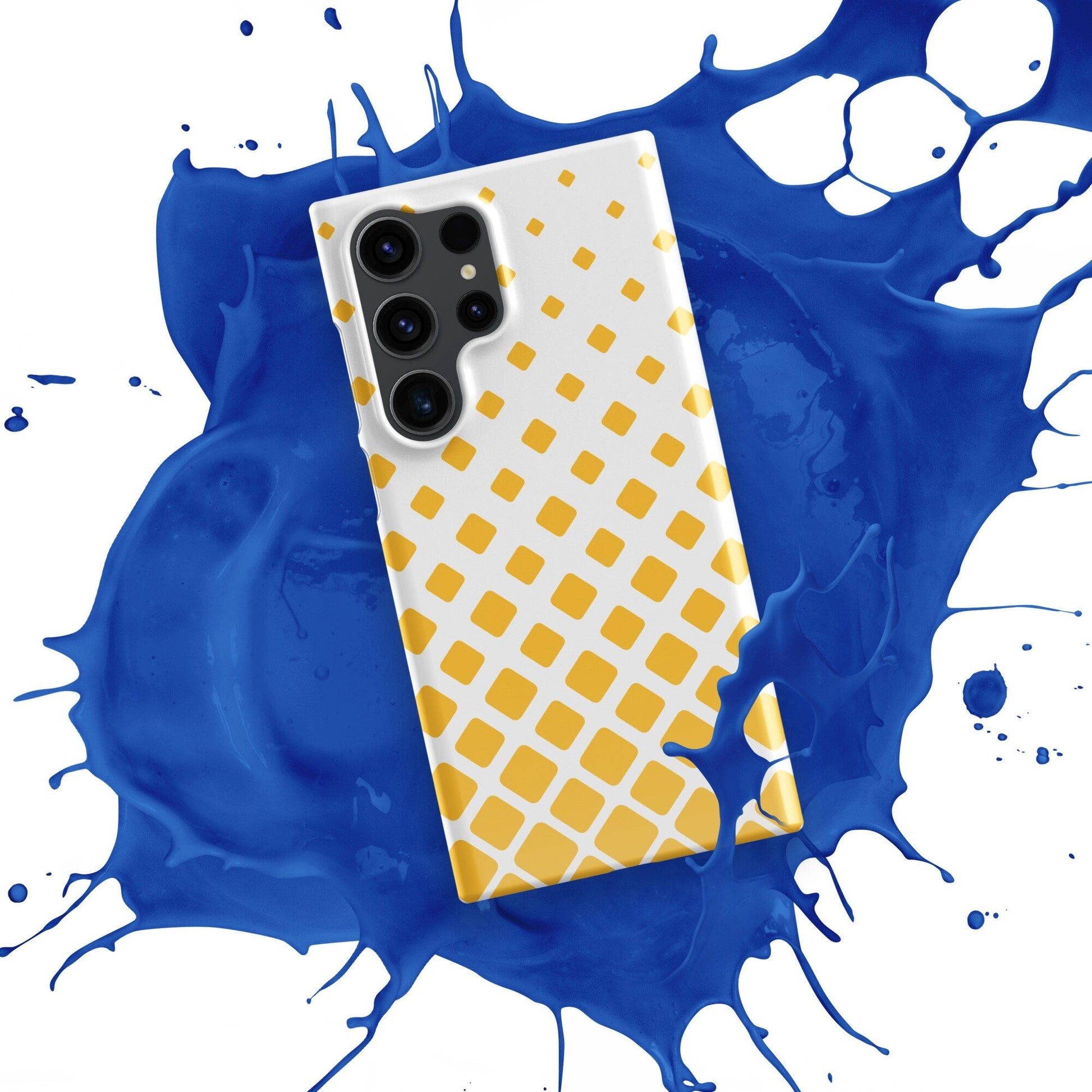 Flying Yellow Squares Samsung Galaxy S24 Ultra Case - Vibrant Design - Raiden Gate Design