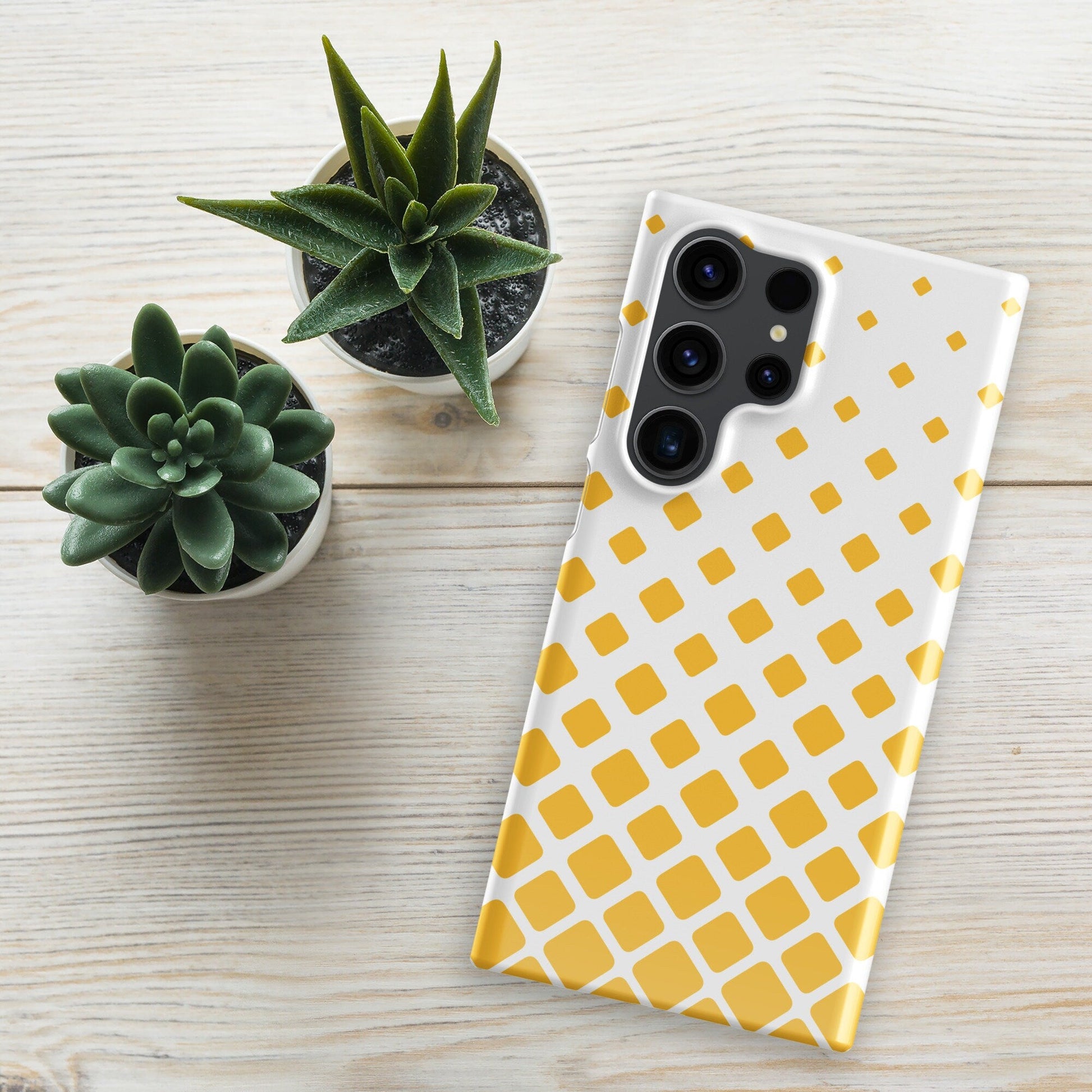 Flying Yellow Squares Samsung Galaxy S24 Ultra Case - Vibrant Design - Raiden Gate Design