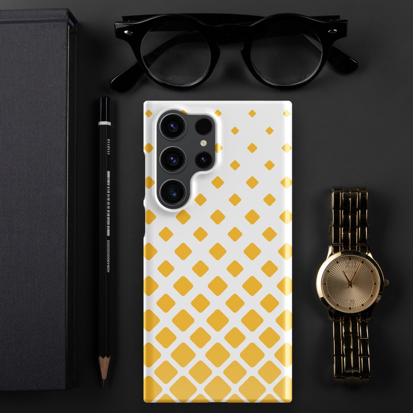 Flying Yellow Squares Samsung Galaxy S24 Ultra Case - Vibrant Design - Raiden Gate Design