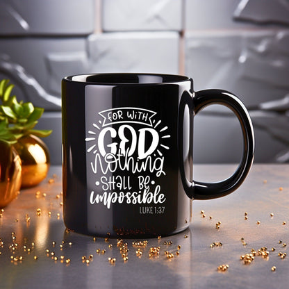 For with God Nothing Shall Be Impossible - Bible Verse Faith Mug - Christian Religious - Dad Mug with Affirmations - Supportive Baptism Gift - Raiden Gate Design