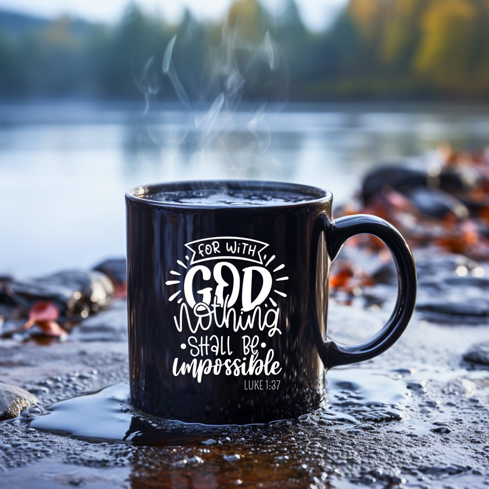 For with God Nothing Shall Be Impossible - Bible Verse Faith Mug - Christian Religious - Dad Mug with Affirmations - Supportive Baptism Gift - Raiden Gate Design