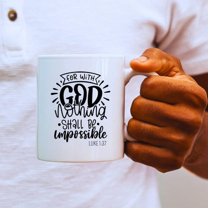 For with God Nothing Shall Be Impossible - Bible Verse Faith Mug - Christian Religious - Dad Mug with Affirmations - Supportive Baptism Gift - Raiden Gate Design