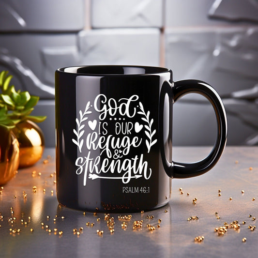 God is our refuge and strength - Bible Verse Faith Coffee Mug - Christian Religious - Dad Mug with Affirmations - Supportive Baptism Gift - Raiden Gate Design