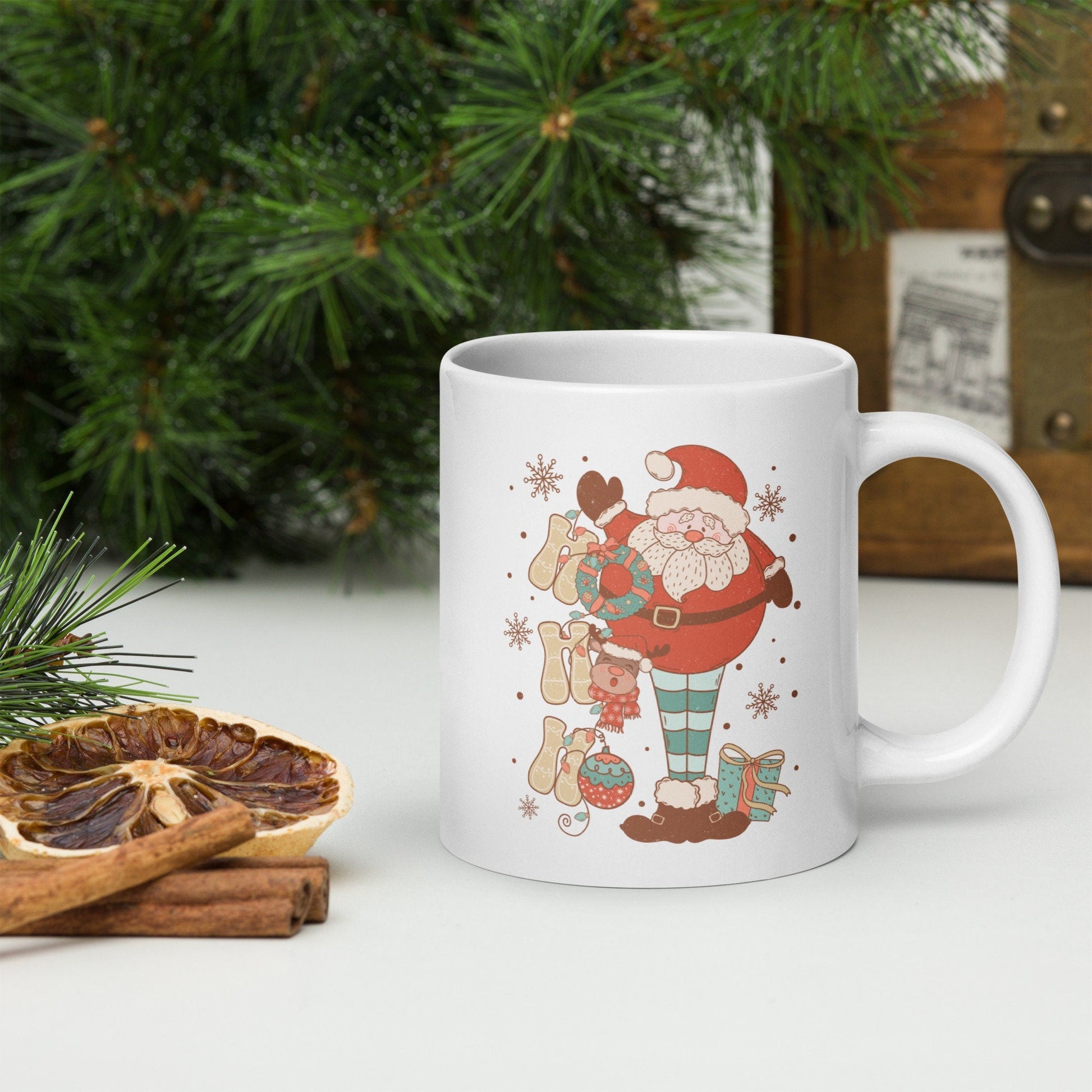 Ho - Ho - Ho Santa Vintage Christmas Coffee Mug | Funny Gnome Christmas Mug | Cute Christmas Season Mug for Kids - Raiden Gate Design