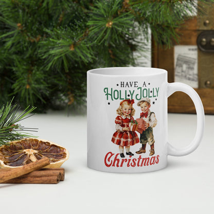 Holly Jolly Vintage Christmas Coffee Mug | Funny Gnome Christmas Mug | Cute Christmas Season Mug for Kids - Raiden Gate Design