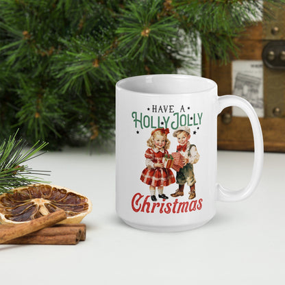 Holly Jolly Vintage Christmas Coffee Mug | Funny Gnome Christmas Mug | Cute Christmas Season Mug for Kids - Raiden Gate Design