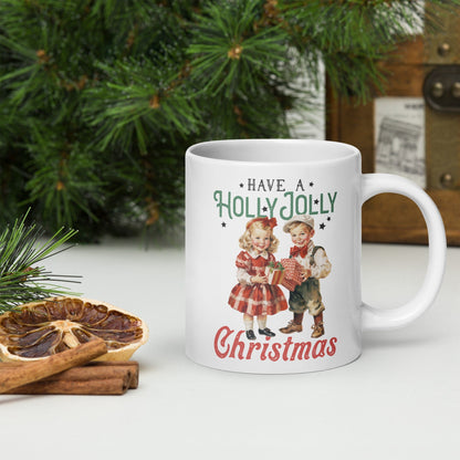 Holly Jolly Vintage Christmas Coffee Mug | Funny Gnome Christmas Mug | Cute Christmas Season Mug for Kids - Raiden Gate Design