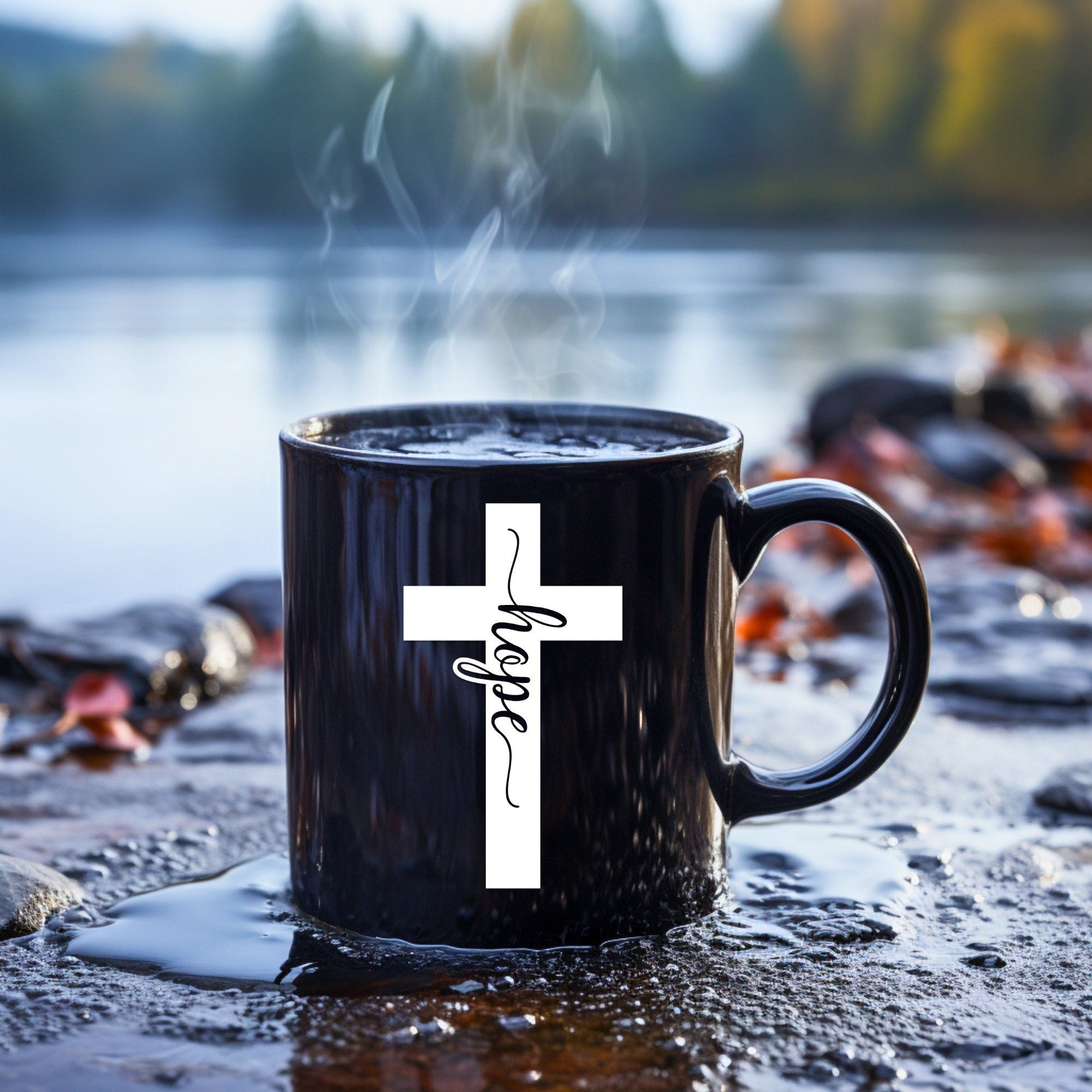 Hope Cross (solid) - Bible Verse Faith Coffee Mug - Christian Religious Gift for Him - Dad Mug with Affirmations - Supportive Baptism Gift - Raiden Gate Design