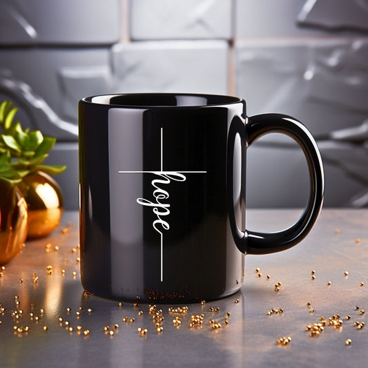 Hope Cross (thin) - Bible Verse Faith Coffee Mug - Christian Religious Gift for Him - Dad Mug with Affirmations - Supportive Baptism Gift - Raiden Gate Design