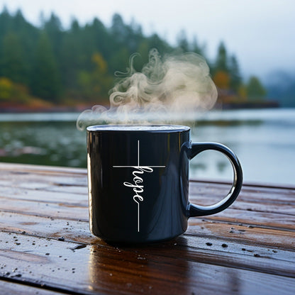 Hope Cross (thin) - Bible Verse Faith Coffee Mug - Christian Religious Gift for Him - Dad Mug with Affirmations - Supportive Baptism Gift - Raiden Gate Design