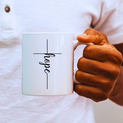 Hope Cross (thin) - Bible Verse Faith Coffee Mug - Christian Religious Gift for Him - Dad Mug with Affirmations - Supportive Baptism Gift - Raiden Gate Design