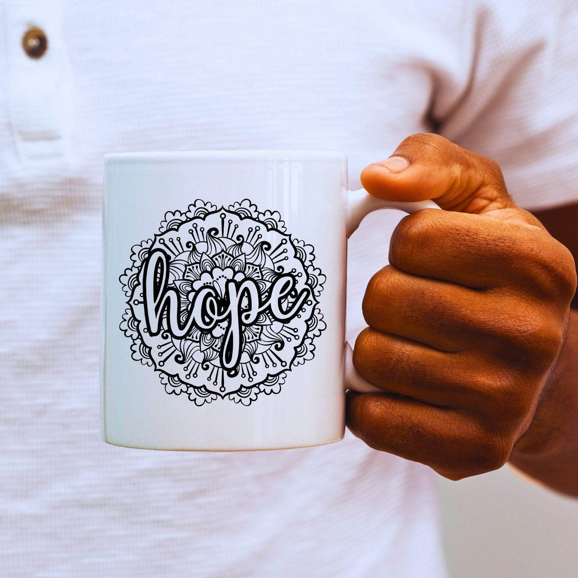 Hope Mandala - Bible Verse Faith Coffee Mug - Christian Religious Gift for Him - Dad Mug with Affirmations - Supportive Baptism Gift - Raiden Gate Design