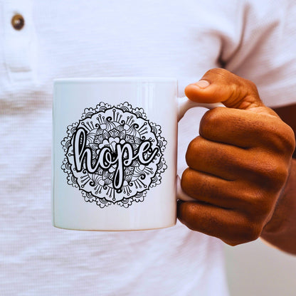 Hope Mandala - Bible Verse Faith Coffee Mug - Christian Religious Gift for Him - Dad Mug with Affirmations - Supportive Baptism Gift - Raiden Gate Design