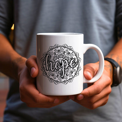Hope Mandala - Bible Verse Faith Coffee Mug - Christian Religious Gift for Him - Dad Mug with Affirmations - Supportive Baptism Gift - Raiden Gate Design