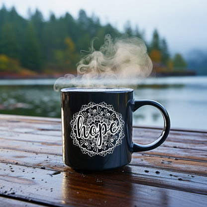 Hope Mandala - Bible Verse Faith Coffee Mug - Christian Religious Gift for Him - Dad Mug with Affirmations - Supportive Baptism Gift - Raiden Gate Design