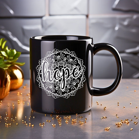 Hope Mandala - Bible Verse Faith Coffee Mug - Christian Religious Gift for Him - Dad Mug with Affirmations - Supportive Baptism Gift - Raiden Gate Design
