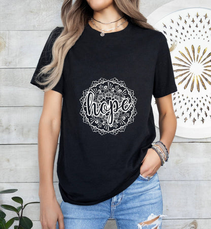 Hope Mandala Catholic Boho Church Shirt with Inspirational Bible Verse - Jesus Faith Religious - Raiden Gate Design