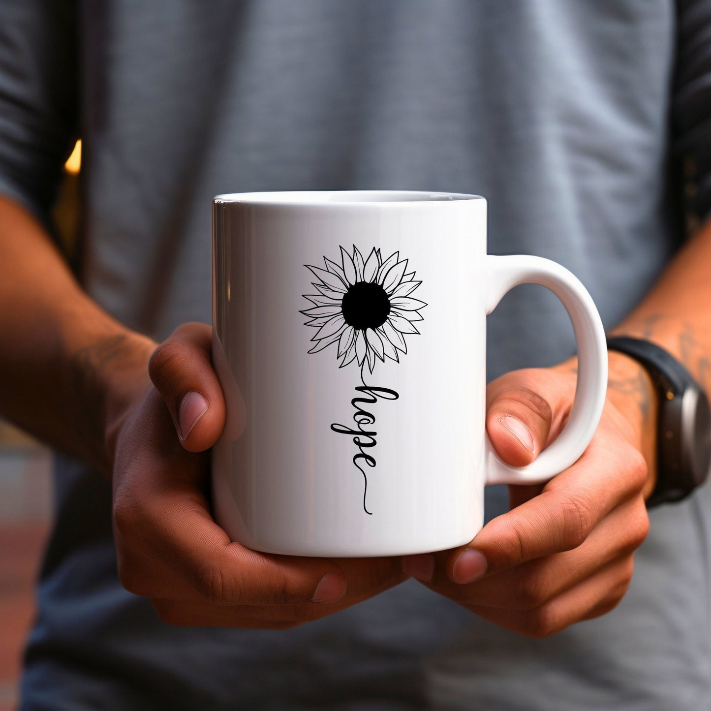 Hope Sunflower - Bible Verse Faith Coffee Mug - Christian Religious Gift for Him - Dad Mug with Affirmations - Supportive Baptism Gift - Raiden Gate Design