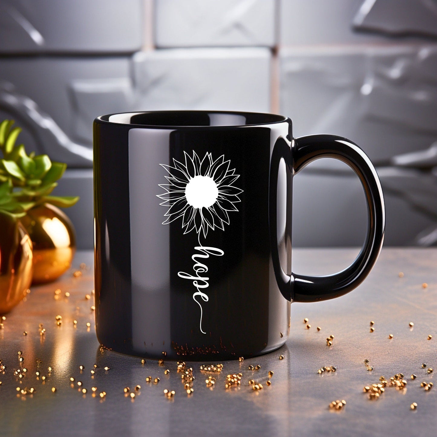 Hope Sunflower - Bible Verse Faith Coffee Mug - Christian Religious Gift for Him - Dad Mug with Affirmations - Supportive Baptism Gift - Raiden Gate Design