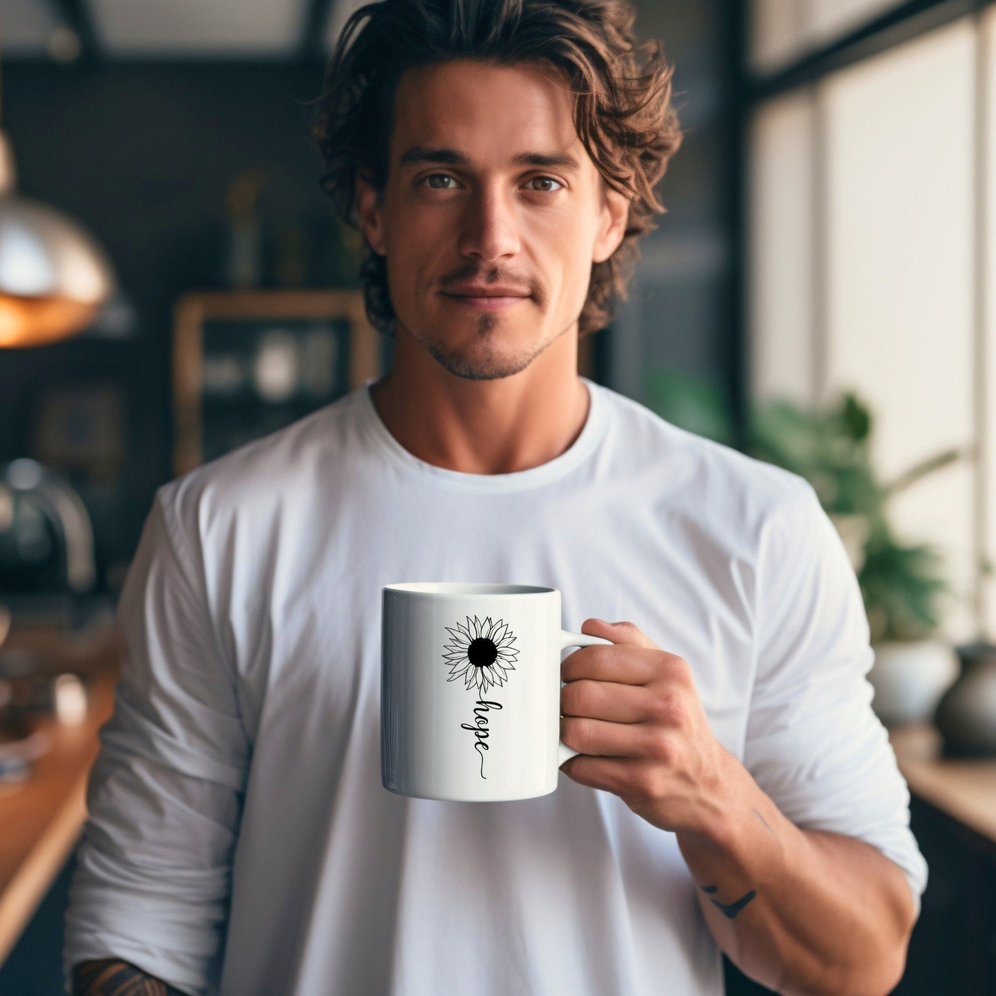 Hope Sunflower - Bible Verse Faith Coffee Mug - Christian Religious Gift for Him - Dad Mug with Affirmations - Supportive Baptism Gift - Raiden Gate Design