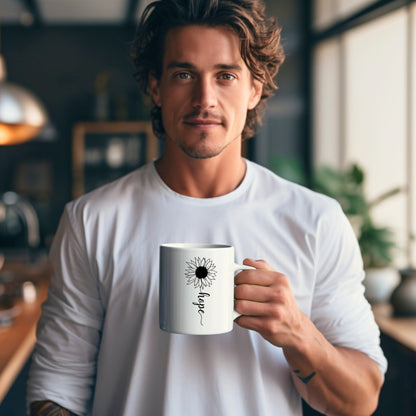 Hope Sunflower - Bible Verse Faith Coffee Mug - Christian Religious Gift for Him - Dad Mug with Affirmations - Supportive Baptism Gift - Raiden Gate Design
