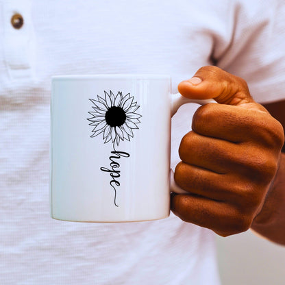 Hope Sunflower - Bible Verse Faith Coffee Mug - Christian Religious Gift for Him - Dad Mug with Affirmations - Supportive Baptism Gift - Raiden Gate Design