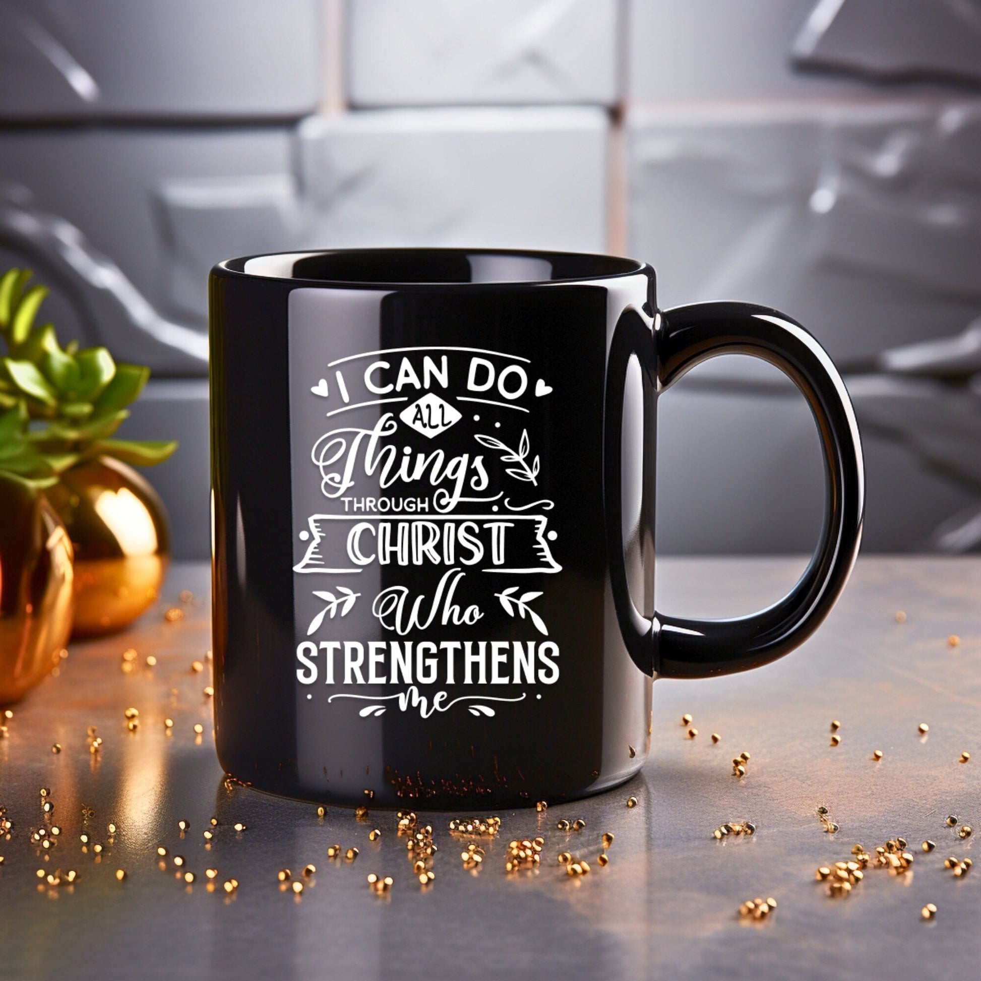 I Can Do All Things 3 - Bible Verse Faith Mug - Christian Religious Gift for Him - Dad Mug with Affirmations - Supportive Baptism Gift - Raiden Gate Design