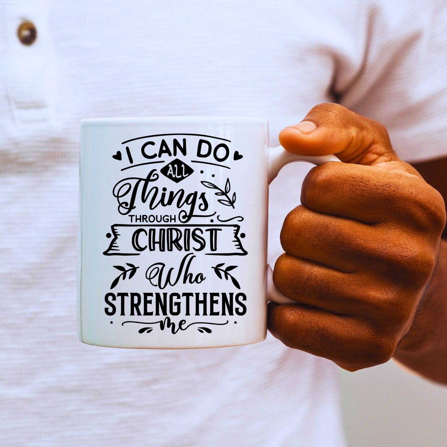 I Can Do All Things 3 - Bible Verse Faith Mug - Christian Religious Gift for Him - Dad Mug with Affirmations - Supportive Baptism Gift - Raiden Gate Design