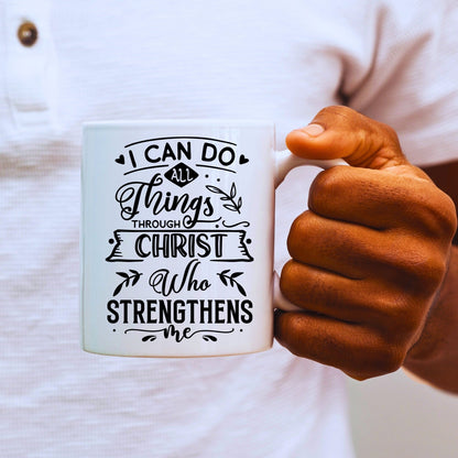I Can Do All Things 3 - Bible Verse Faith Mug - Christian Religious Gift for Him - Dad Mug with Affirmations - Supportive Baptism Gift - Raiden Gate Design