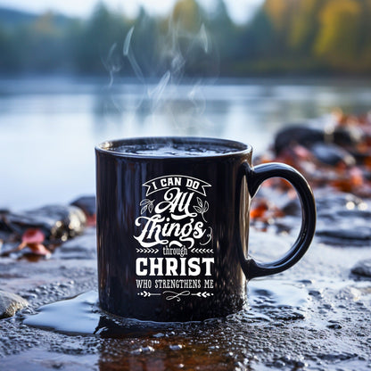 I Can Do All Things - Bible Verse Faith Coffee Mug - Christian Religious Gift for Him - Dad Mug with Affirmations - Supportive Baptism Gift - Raiden Gate Design