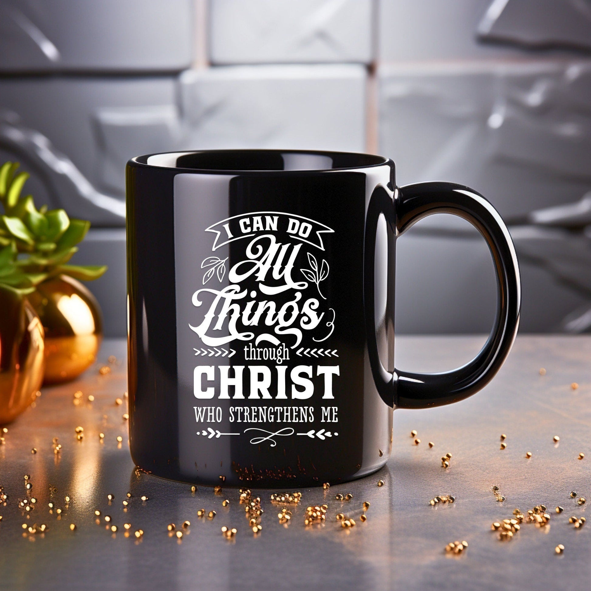 I Can Do All Things - Bible Verse Faith Coffee Mug - Christian Religious Gift for Him - Dad Mug with Affirmations - Supportive Baptism Gift - Raiden Gate Design