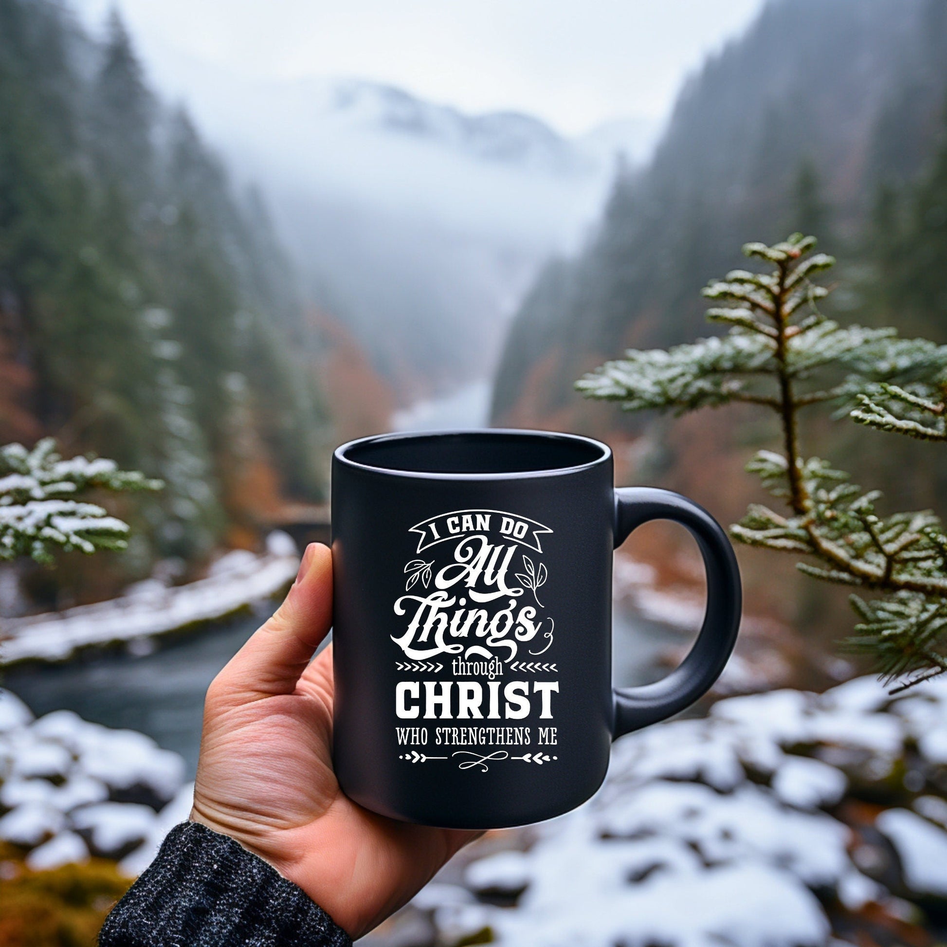 I Can Do All Things - Bible Verse Faith Coffee Mug - Christian Religious Gift for Him - Dad Mug with Affirmations - Supportive Baptism Gift - Raiden Gate Design